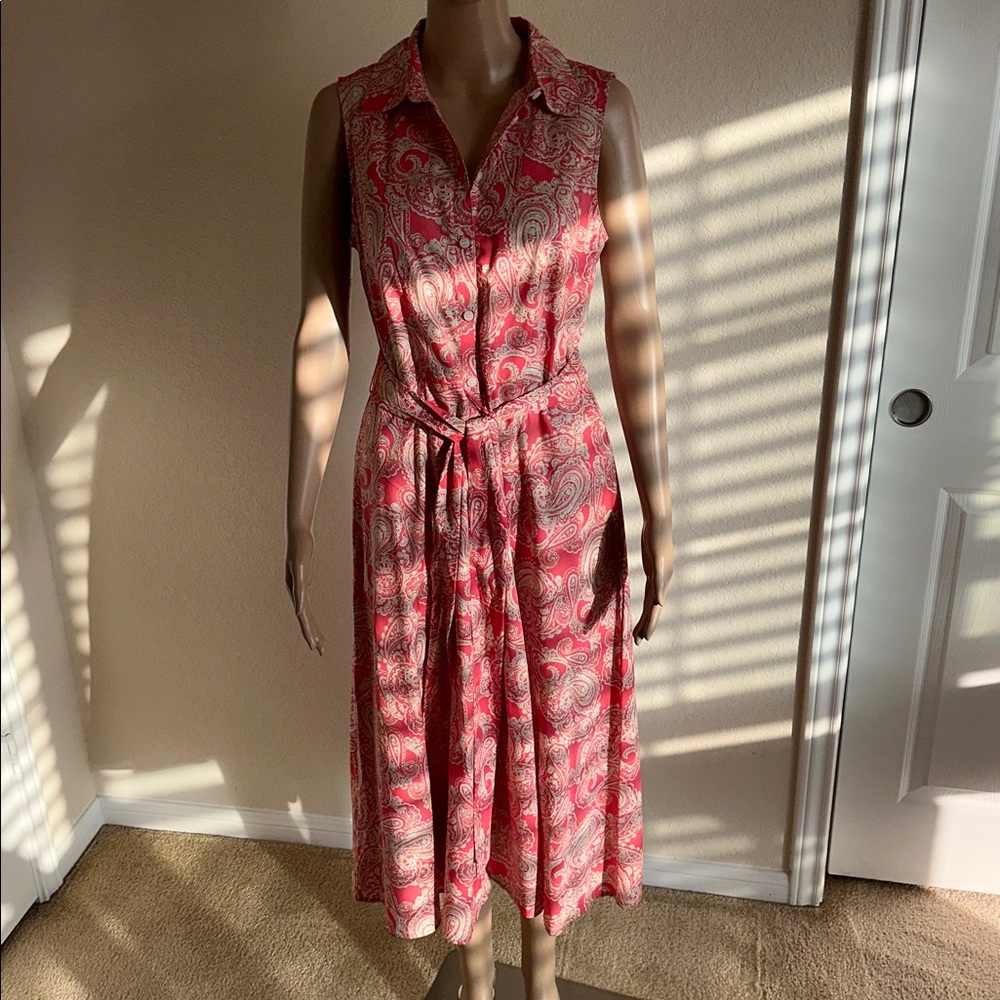 NWT Tommy Hilfiger Red Paisley Midi Dress Size 8. - Picture 2 of 16